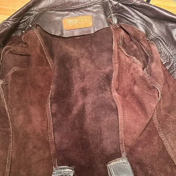 Vintage brown leather jacket - Picture 6 of 7